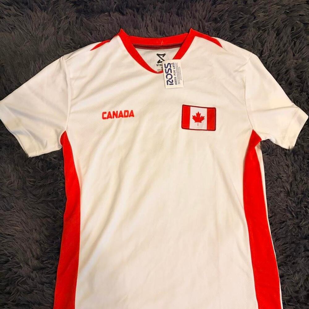 Canada White and Red Striker Soccer Jersey Size S